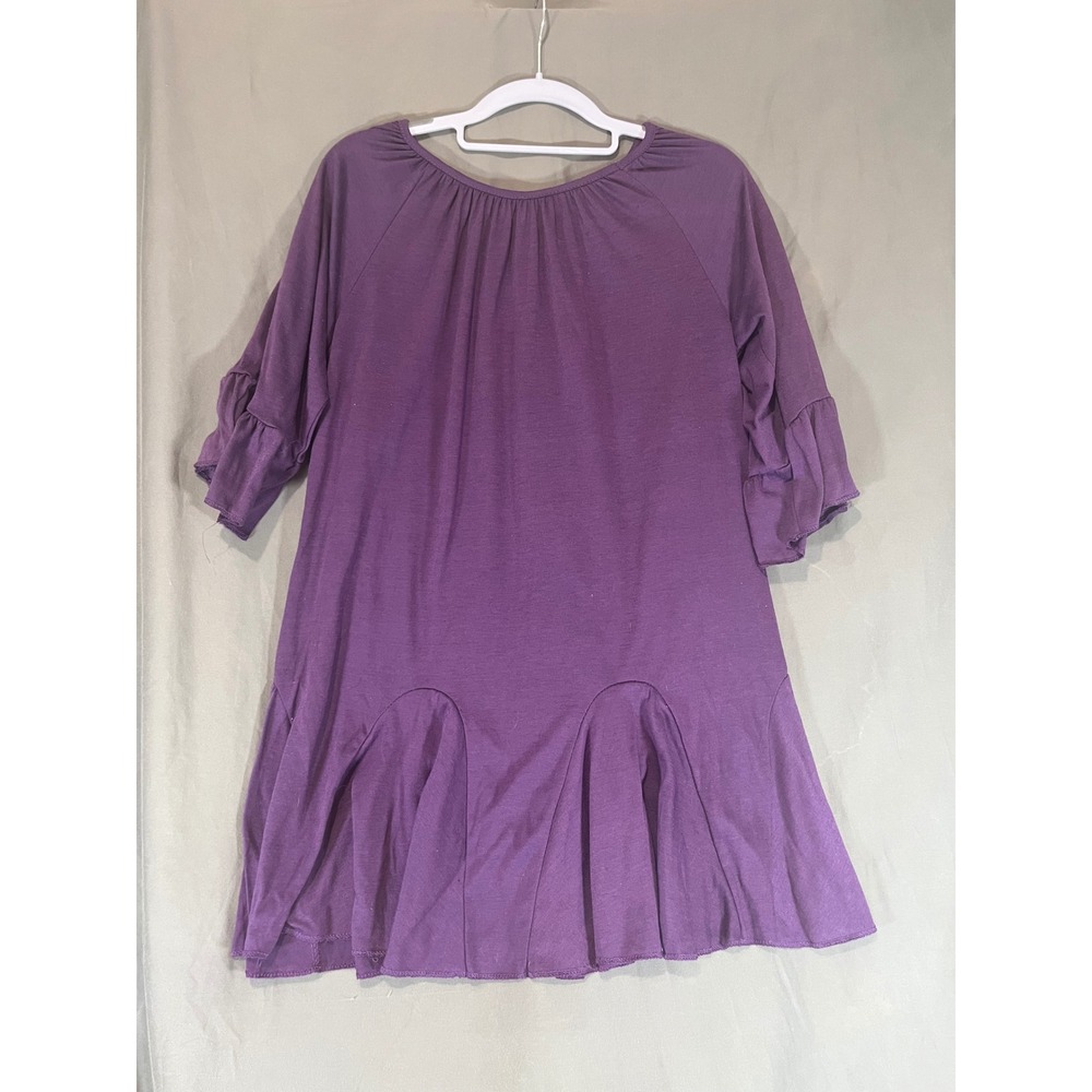 Unbranded Purple Ruffle Sleeve Flounce Hem Tunic Dress Large Boho Jersey Knit